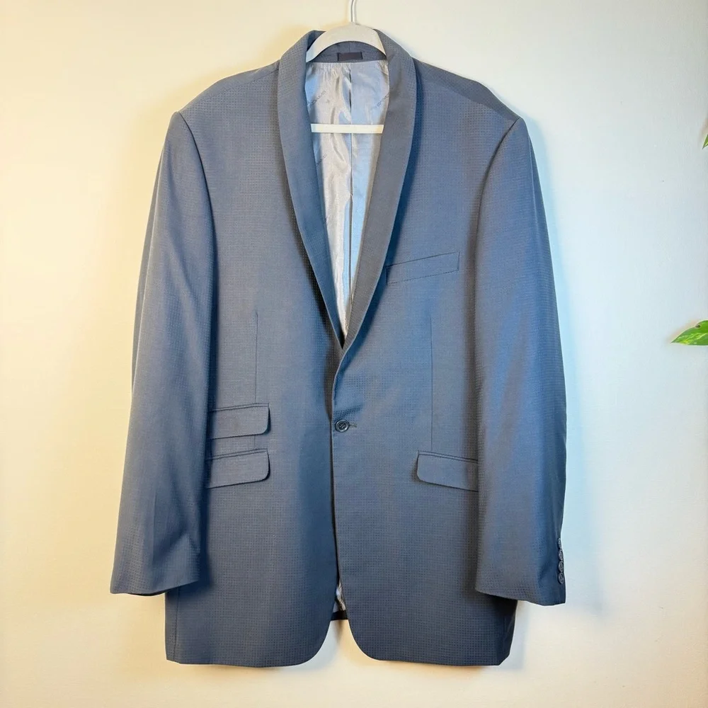 Stacy Adams Gold Mens Gray size 44L Suit Sport Coat Formal Waffle Business Party